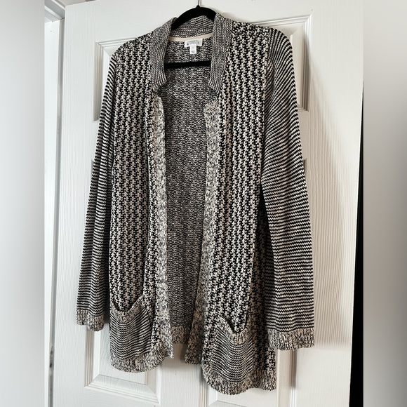 Market & Spruce Sweaters - Black & white textured cardigan